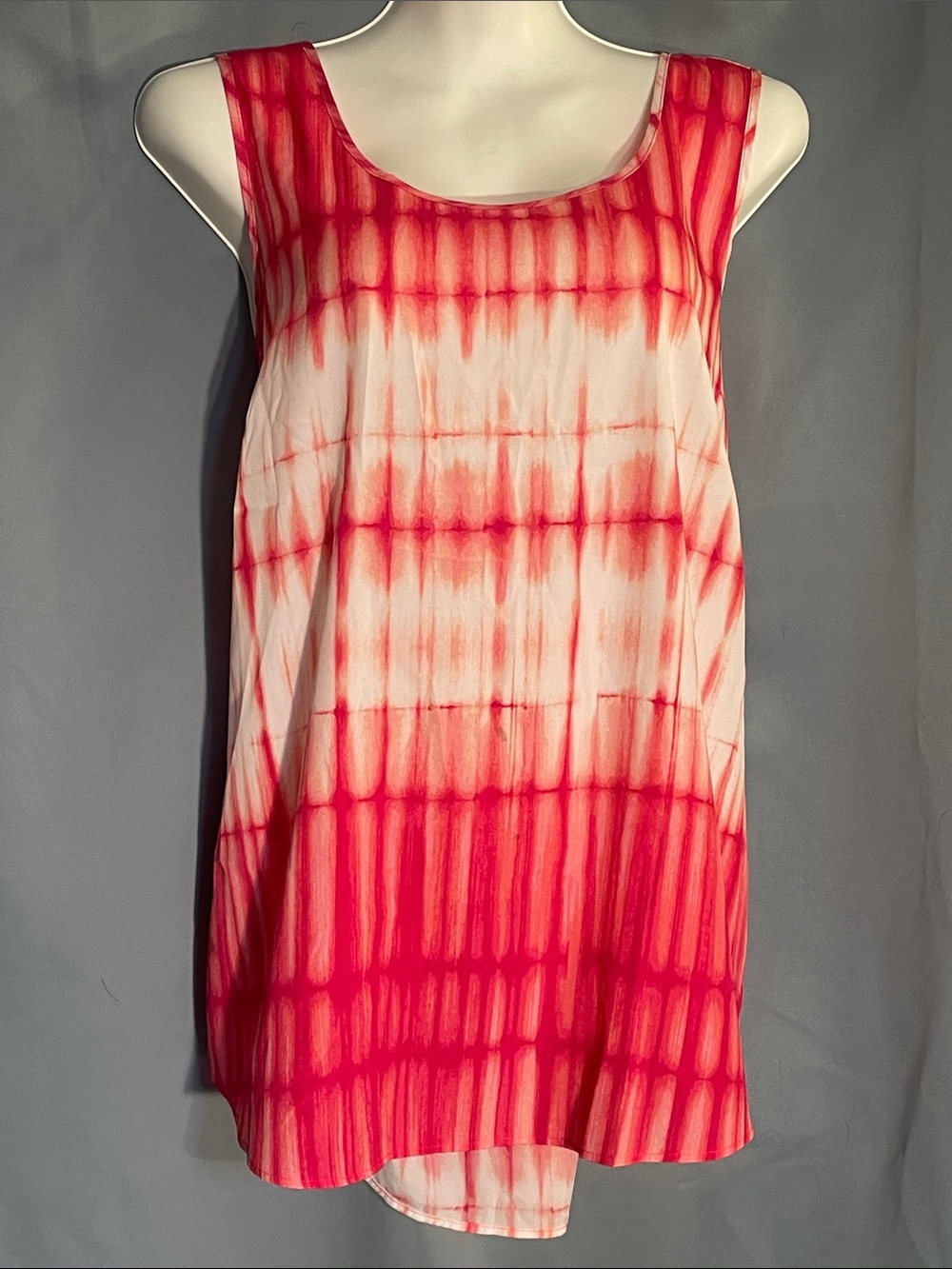 Faded Glory Red and White Tie-Dye Sleeveless Tank